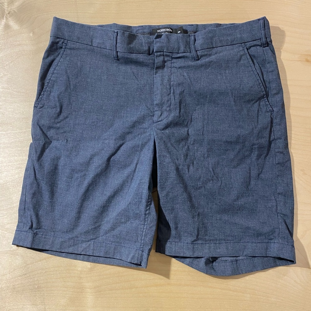Nordstrom Dark Blue Flat Front Shorts 38 W (PE)